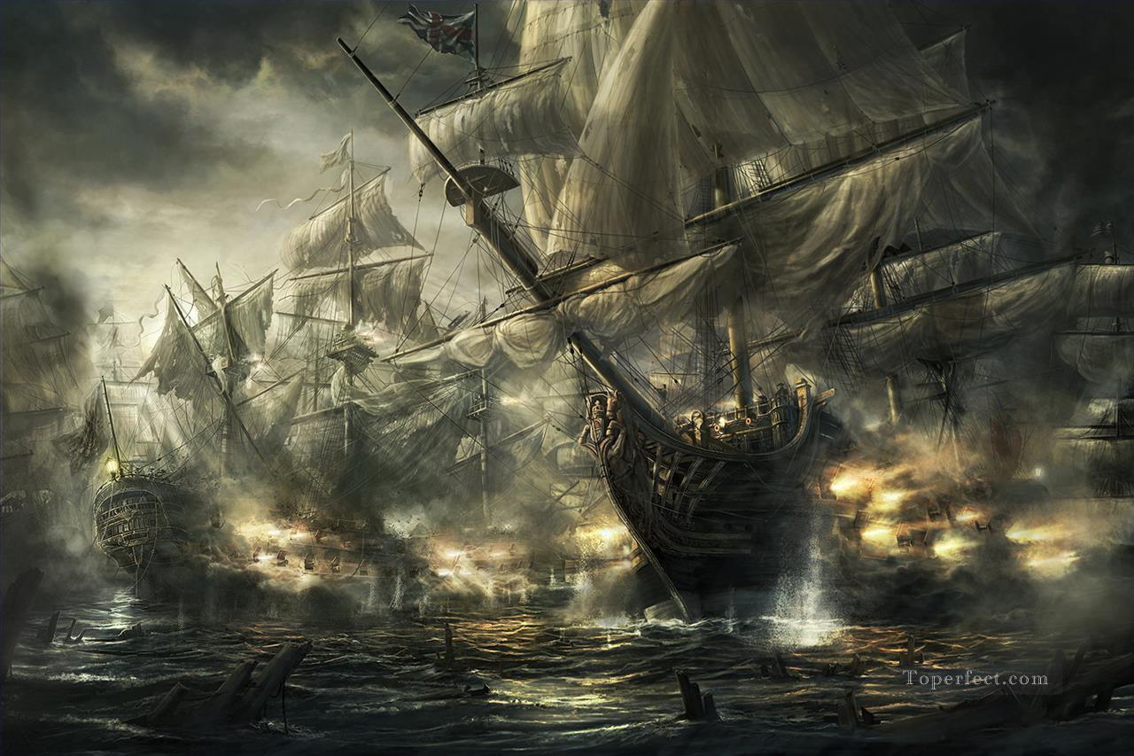 Royal George by Radojavor warships Oil Paintings